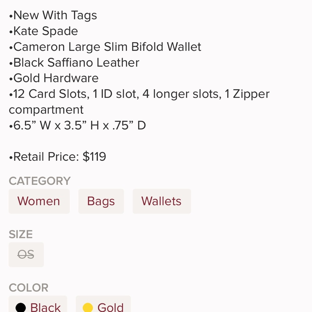 Kate spade large slim wallet - Picture 2 of 3